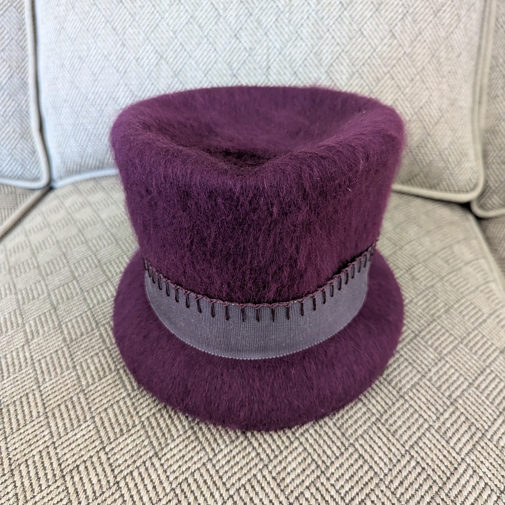 Vintage Purple Wool Hat with Ribbon Accent